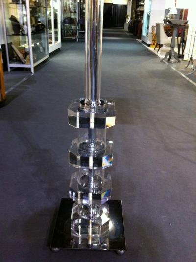 1950s Lucite Mirrored Chrome Lamp