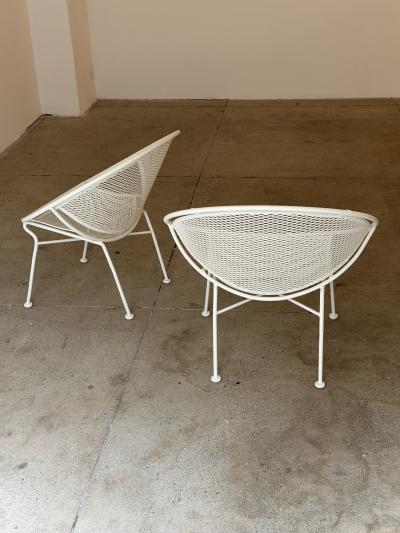 1950s Maurizio Tempestini for Salterini Radar Wrought Iron Lounge Chairs a Pair