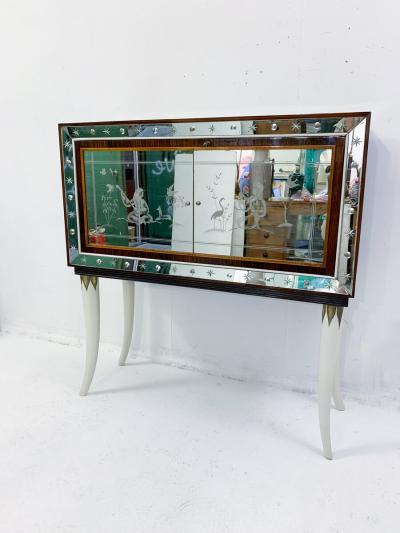 1950s Mid Century Modern Italian Bar in the Style of Borsani Wood and Glass 