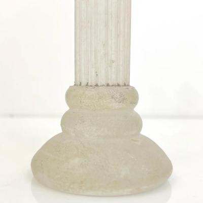 1950s Mid Century Modern Italian White Grey Scavo Murano Glass Pair Candlesticks