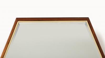 1950s Mid Century Modern Large Octagonal Walnut And Brass Wall Mirrors