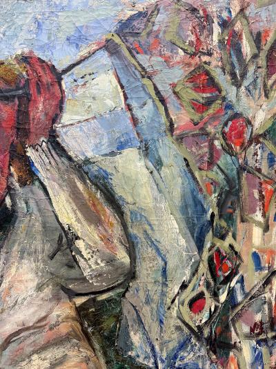 1950s Mid century Overscale Abstract Oil Painting of a Woman Newly Framed