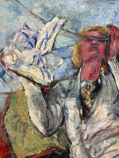 1950s Mid century Overscale Abstract Oil Painting of a Woman Newly Framed