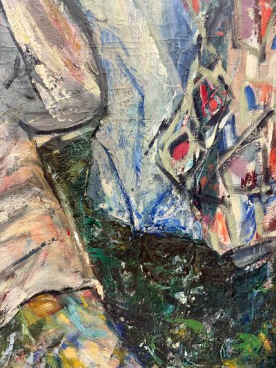 1950s Mid century Overscale Abstract Oil Painting of a Woman Newly Framed