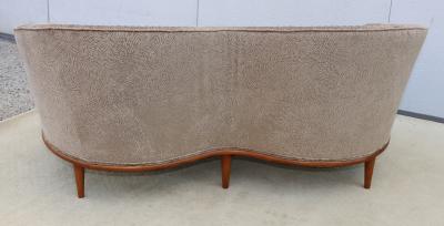 1950s Modern Italian Curved Loveseat In Velvet