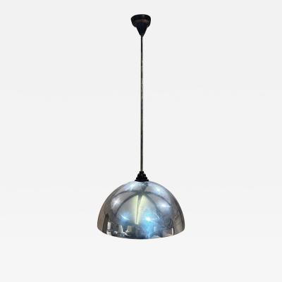 1950s Modernist Space Age Silver Dome Pendant Lamp