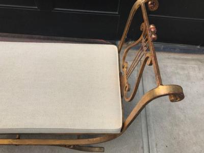 1950s Neoclassical Style Gold Gilt Iron Bench