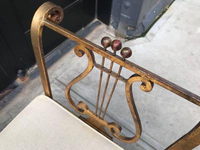 1950s Neoclassical Style Gold Gilt Iron Bench