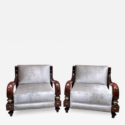 1950s Octavio Vidales Regal Mahogany Armchairs Mexico City