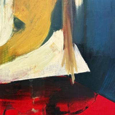 1950s Overscale Abstract Impressionist Nude Oil Painting on Canvas