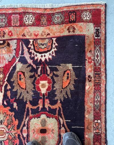 1950s Persian Hand Woven Tribal Hamadan Wool Runner 84 by 4 1 75 
