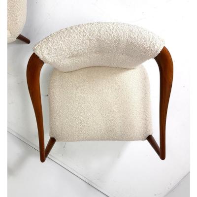 1950s Sculpted Walnut Lounge Chairs