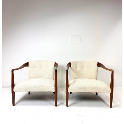 1950s Sculpted Walnut Lounge Chairs