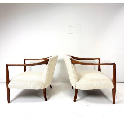 1950s Sculpted Walnut Lounge Chairs