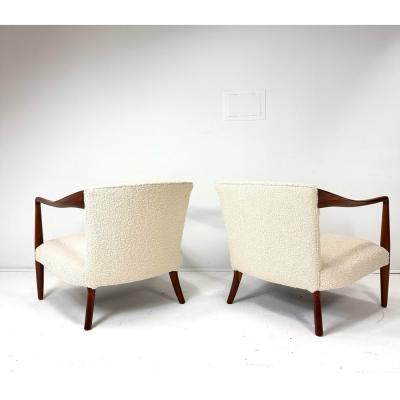 1950s Sculpted Walnut Lounge Chairs