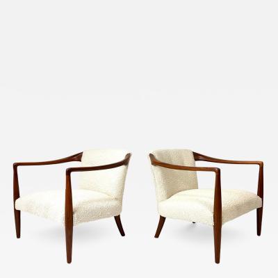 1950s Sculpted Walnut Lounge Chairs