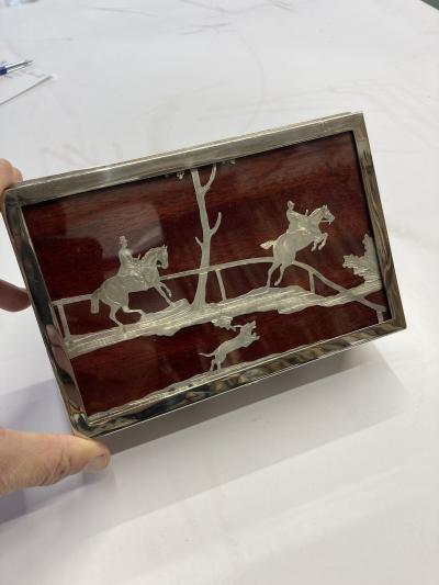 1950s Silver plate Hunting decorative boxe