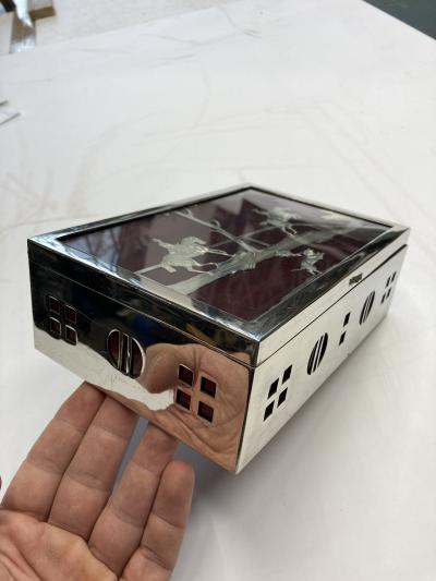 1950s Silver plate Hunting decorative boxe