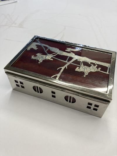 1950s Silver plate Hunting decorative boxe