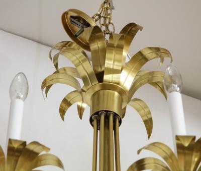 1950s Solid Brass Eight Arm Italian Flower Chandelier