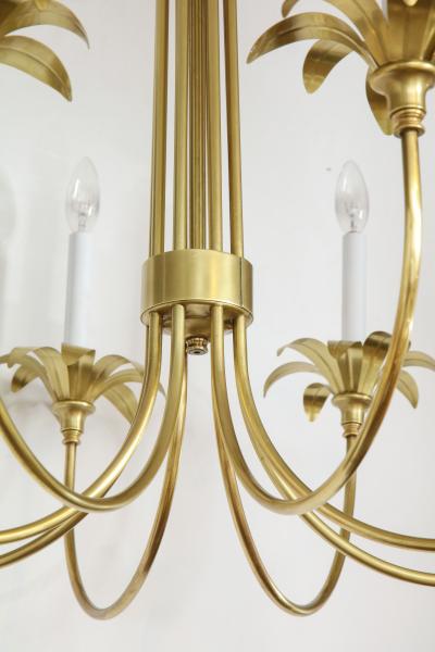 1950s Solid Brass Eight Arm Italian Flower Chandelier