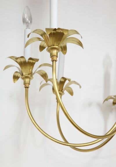 1950s Solid Brass Eight Arm Italian Flower Chandelier
