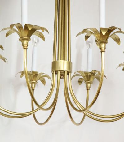 1950s Solid Brass Eight Arm Italian Flower Chandelier