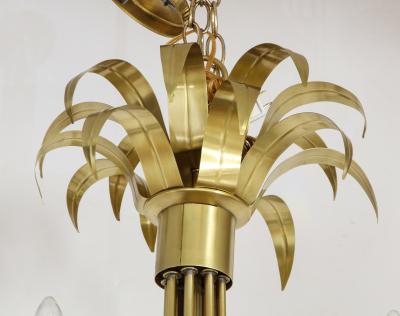 1950s Solid Brass Eight Arm Italian Flower Chandelier