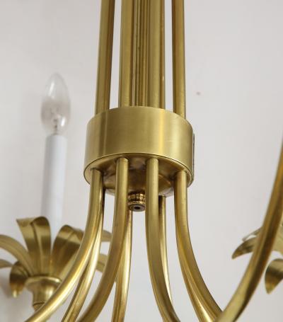 1950s Solid Brass Eight Arm Italian Flower Chandelier