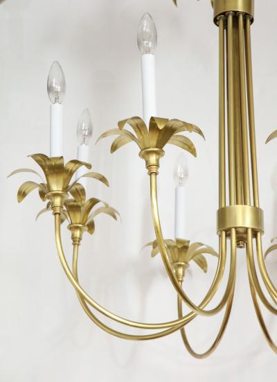 1950s Solid Brass Eight Arm Italian Flower Chandelier
