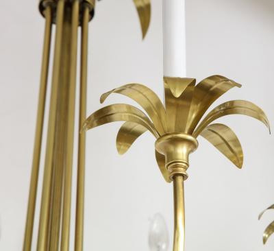 1950s Solid Brass Eight Arm Italian Flower Chandelier