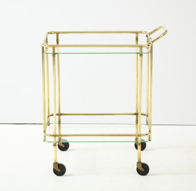 1950s Solid Brass Italian Two Tier Bar Cart