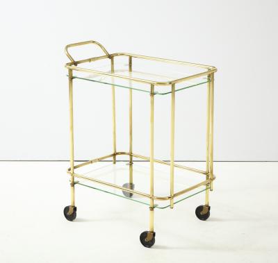 1950s Solid Brass Italian Two Tier Bar Cart