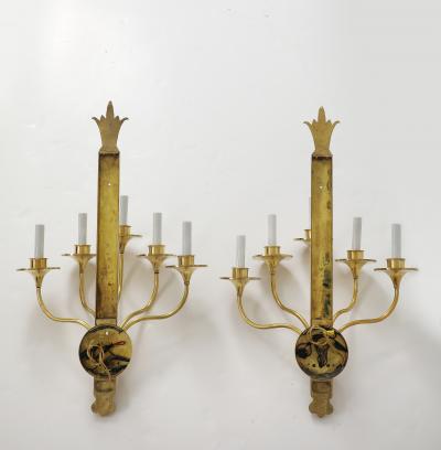 1950s Solid Brass Large French Sconces
