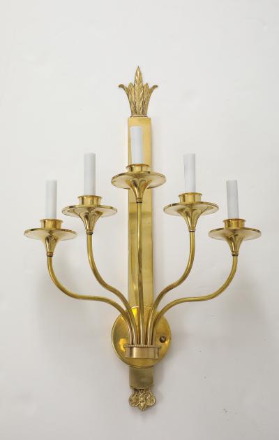 1950s Solid Brass Large French Sconces