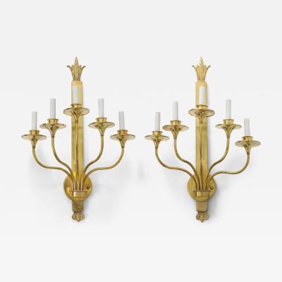 1950s Solid Brass Large French Sconces