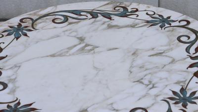 1950s Solid Brass Swan Legs Italian Coffee Table With Inlay Carrara Marble Top