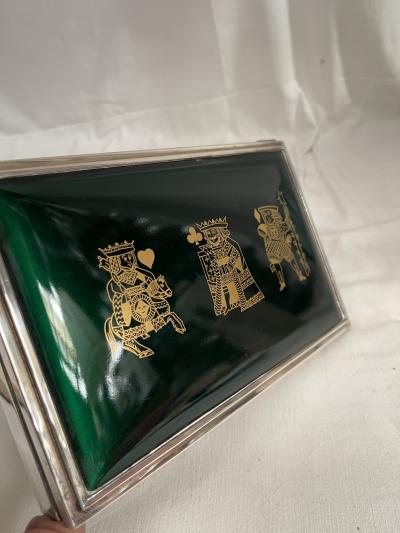 1950s Sterling silver and enamel decorative box