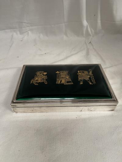 1950s Sterling silver and enamel decorative box