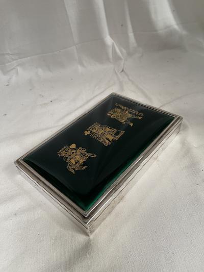 1950s Sterling silver and enamel decorative box
