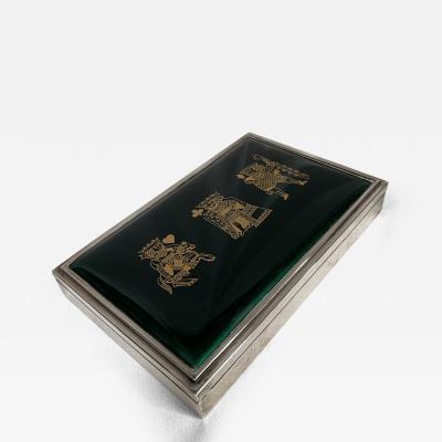 1950s Sterling silver and enamel decorative box