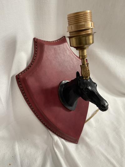 1950s Stitched leather sconces by Jacques Adnet