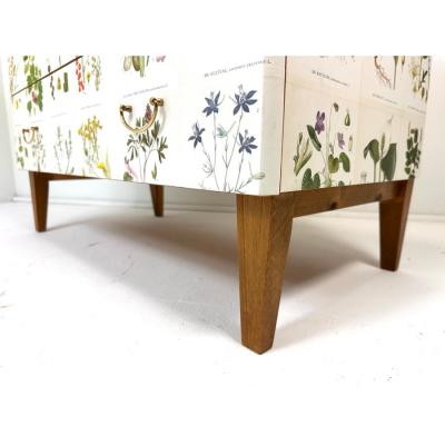 1950s Swedish Dresser With Nordens Flora Illustrations