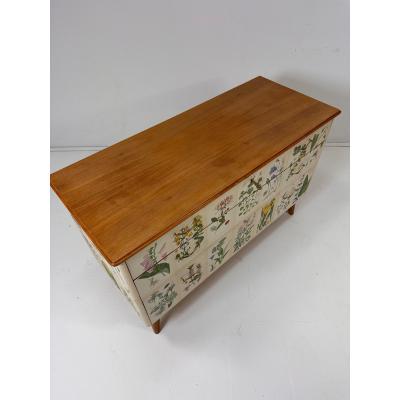 1950s Swedish Dresser With Nordens Flora Illustrations