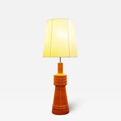 1950s Vintage Orange Ceramic Lamp