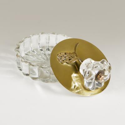 1950s brass and glass flower bonbonniere dressing table accessory