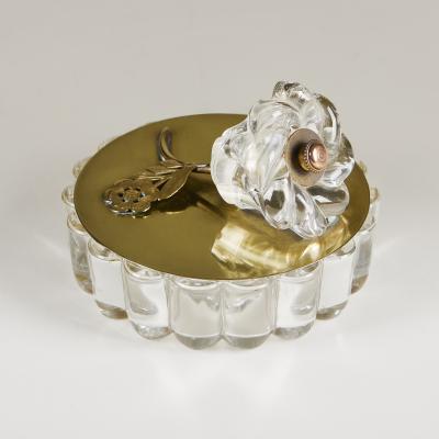 1950s brass and glass flower bonbonniere dressing table accessory