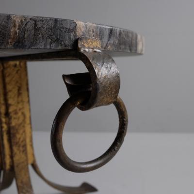 1950s marble topped side table with faded gilt iron base Spain