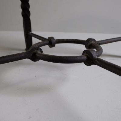 1950s oak topped wrought iron occasional table Belgium