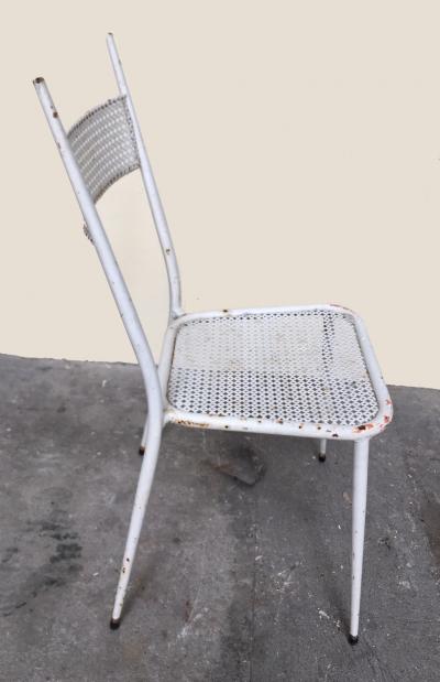 1950s perforated sheet metal furniture in the style of Mathieu Mat got